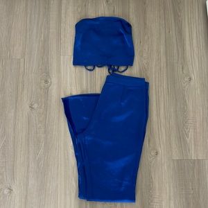 BRAND NEW Royal Blue silky woven fabric pant set